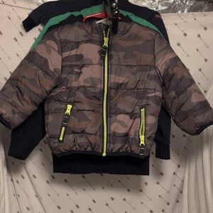 Carter's Camo Puffer Jacket with Neon Zippers